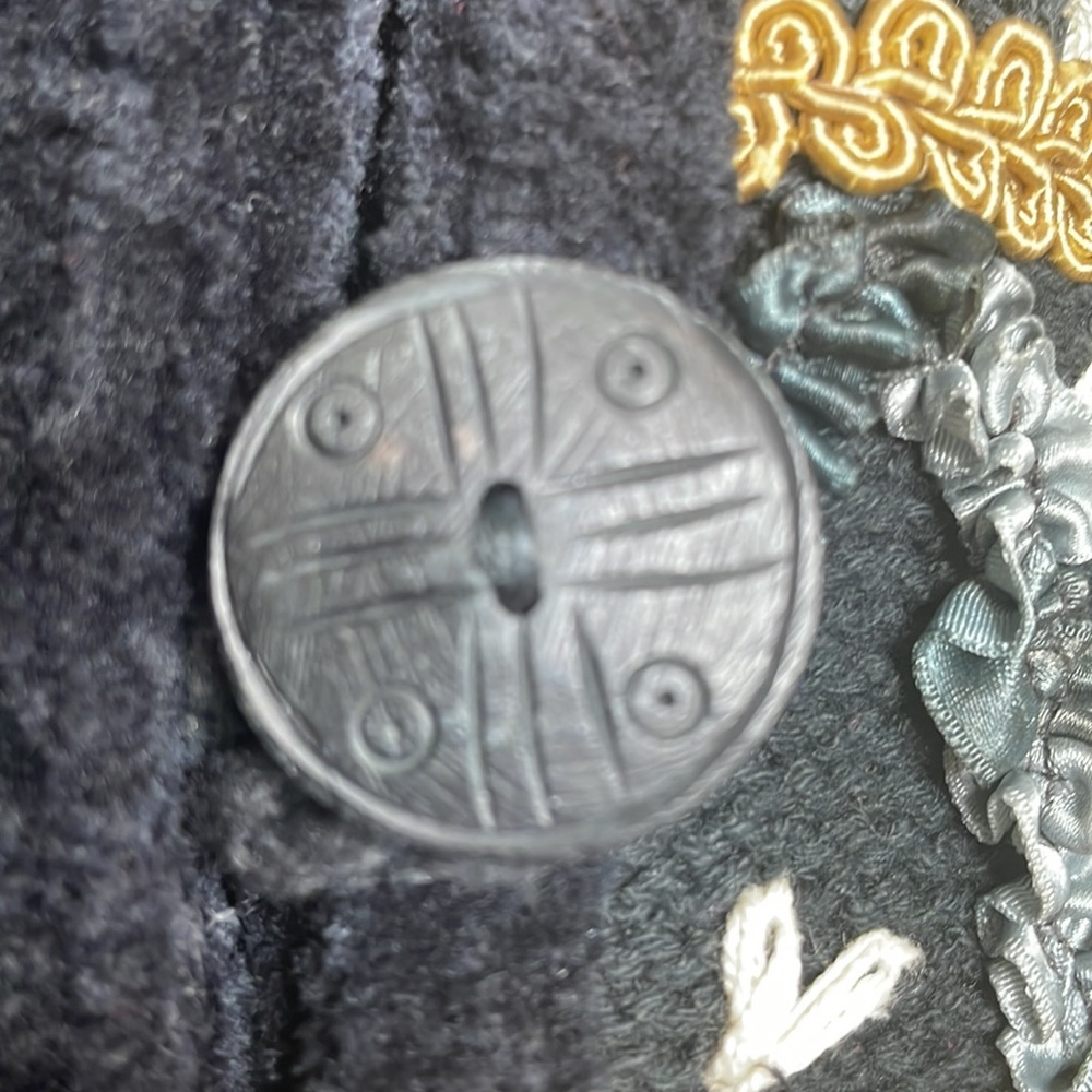 Vintage Sandy Starkman || Chenille Button Front/Ribbon Art Sweater/Jacket - Picture 6 of 17